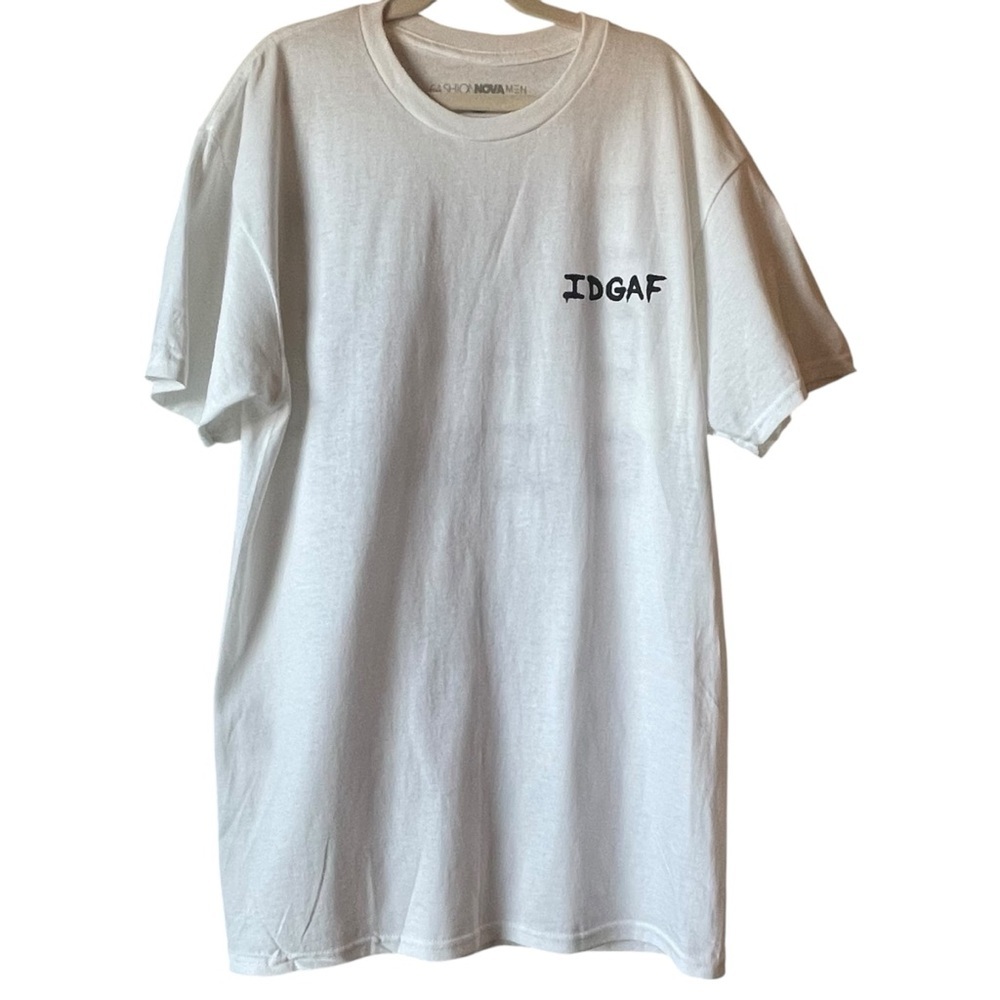Fashion Nova Men “IDGAF” t-shirt. Size Medium